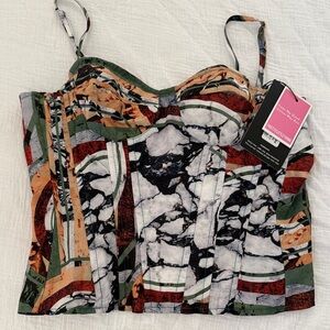 Pretty Little Thing Abstract Corset Women Top